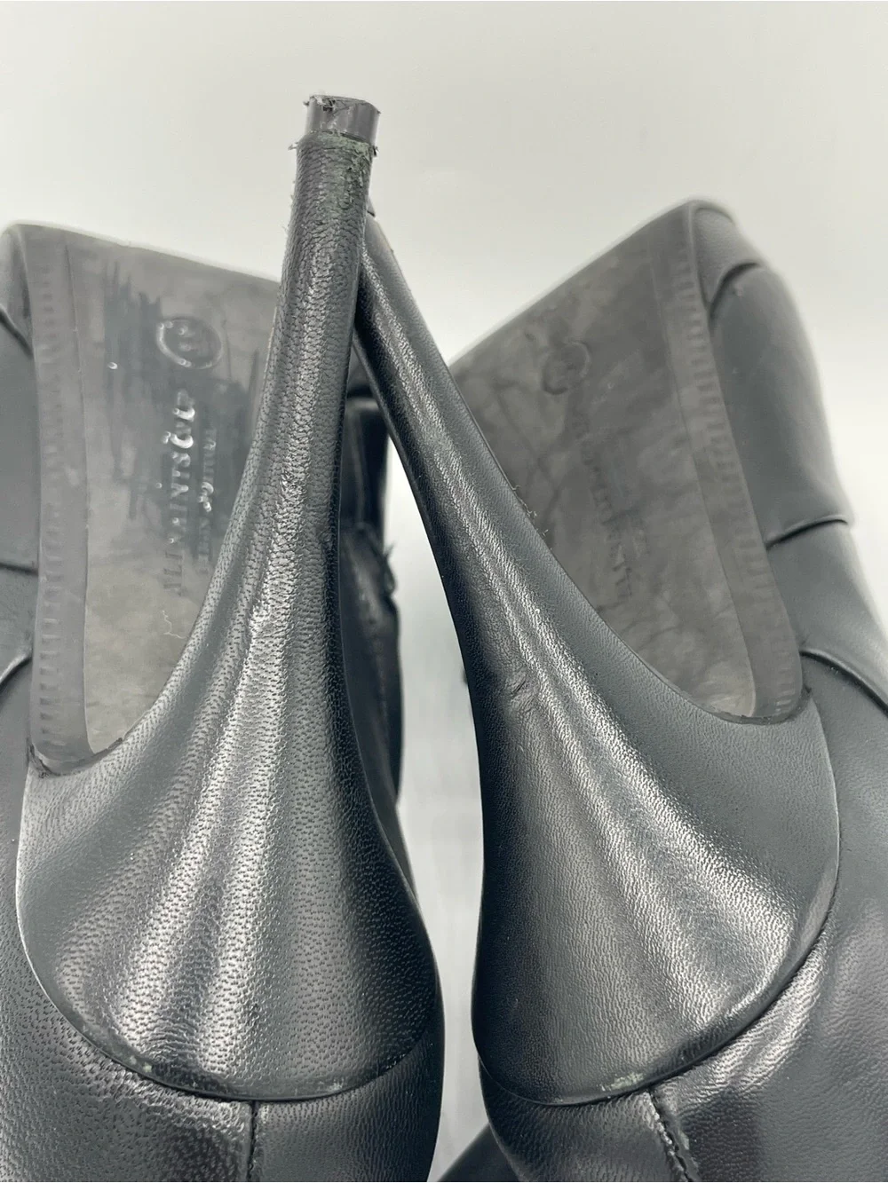 AllSaints Black Leather Platform Stiletto Ankle Boots